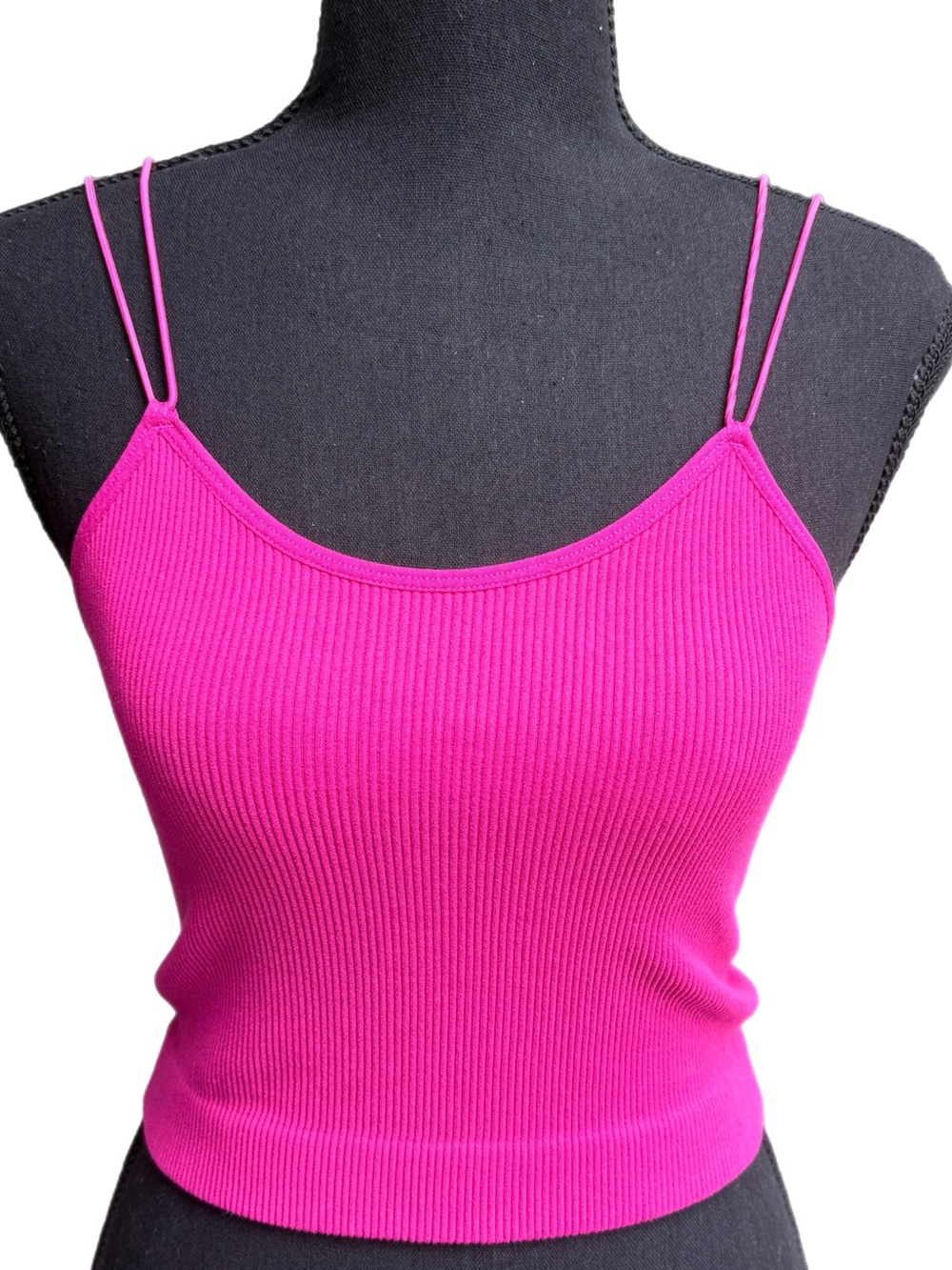 Zenana – Magenta Ribbed Double-Strap Brami‎ Crop